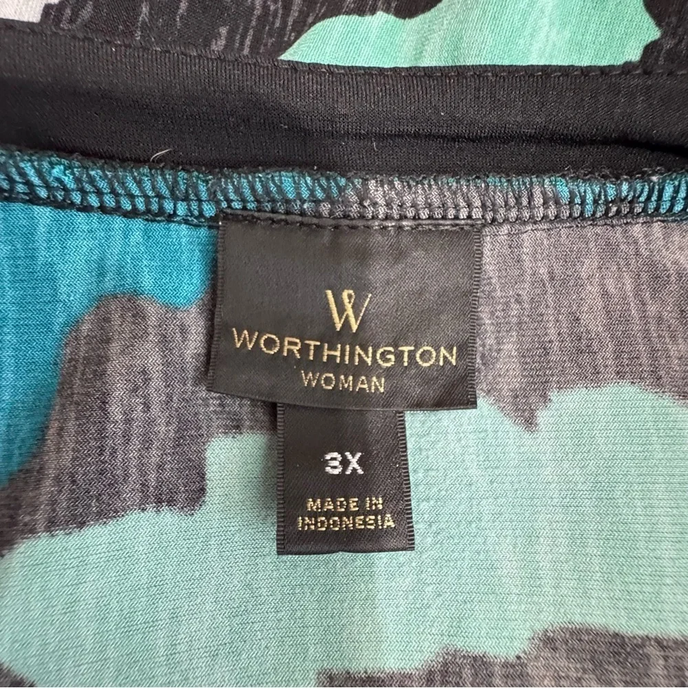 Worthington Chic Teal Zebra Print Sleeveless Top